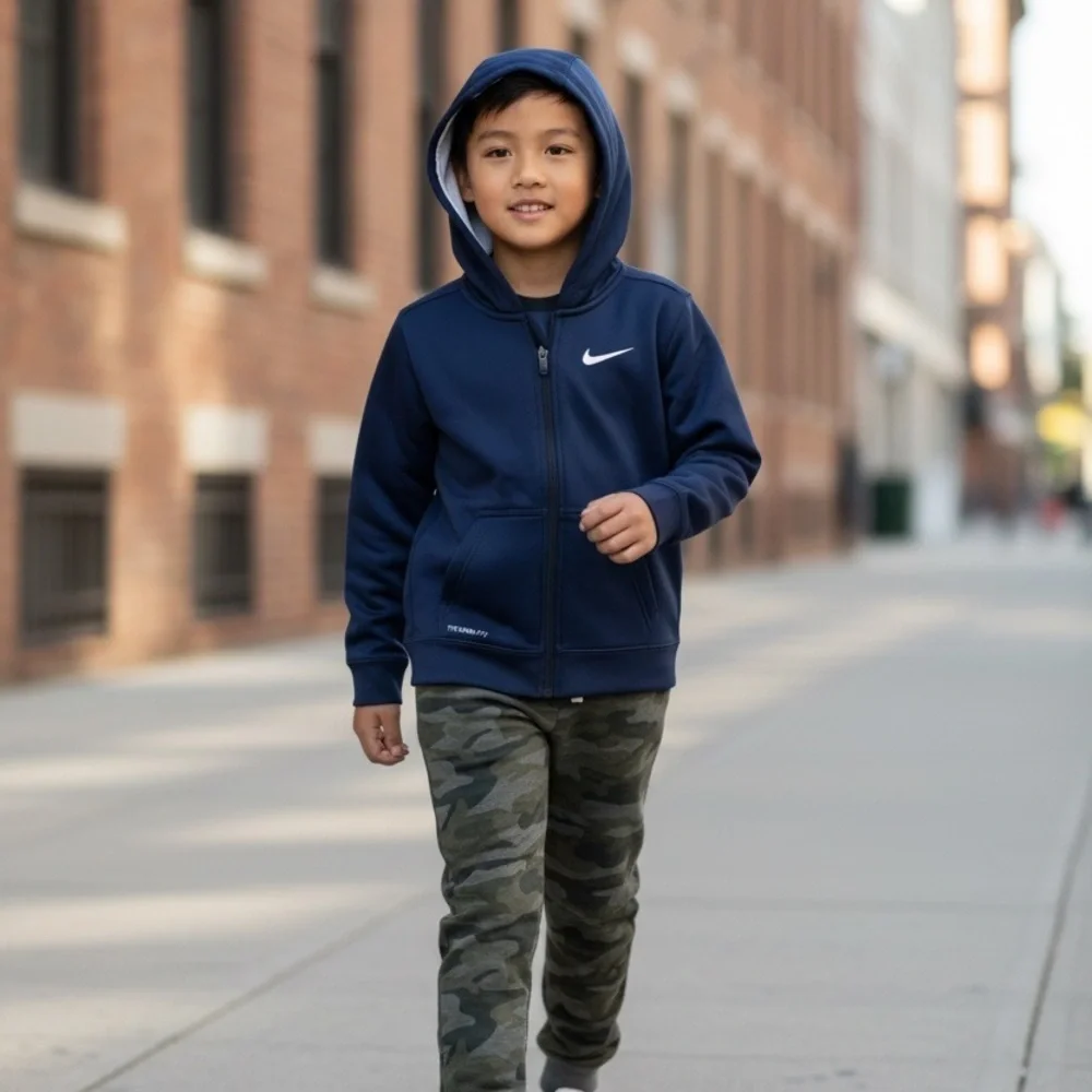 Nike Therma-Fit deep blue zip-up Hoodie 7 pockets logo